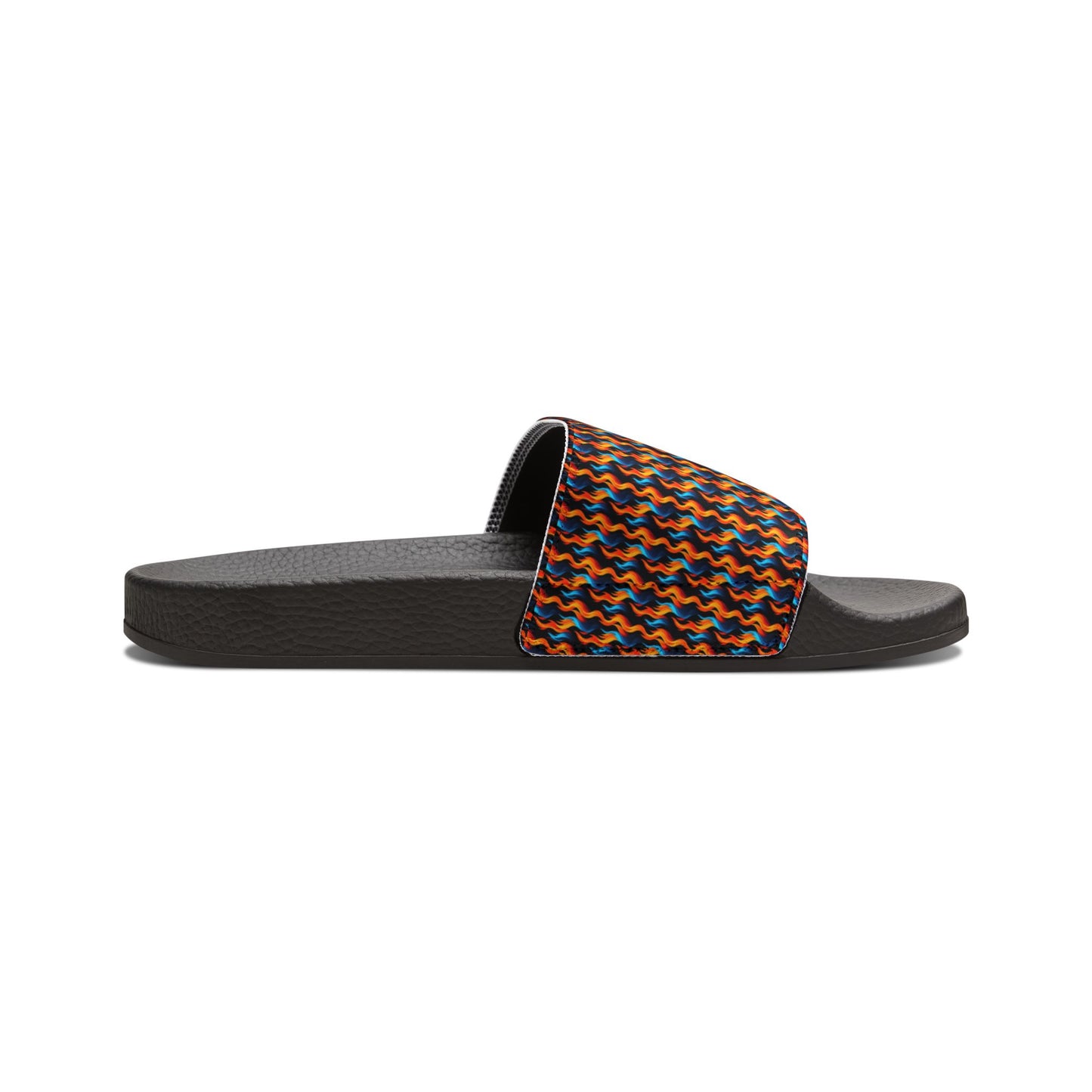 "Dancing Flames" Black Men's PU Slide Sandals