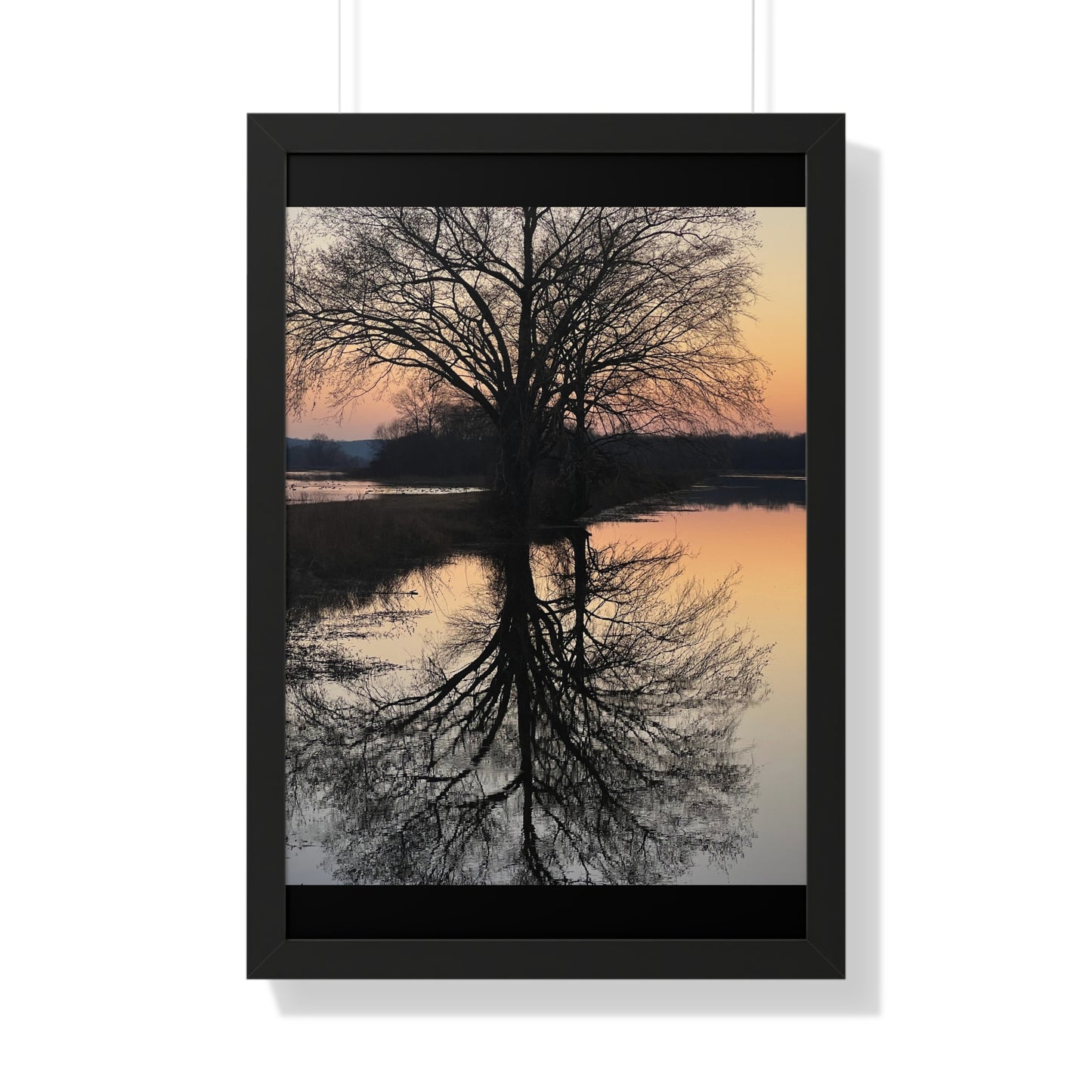 “Reflection At Sunset” Framed Vertical Poster