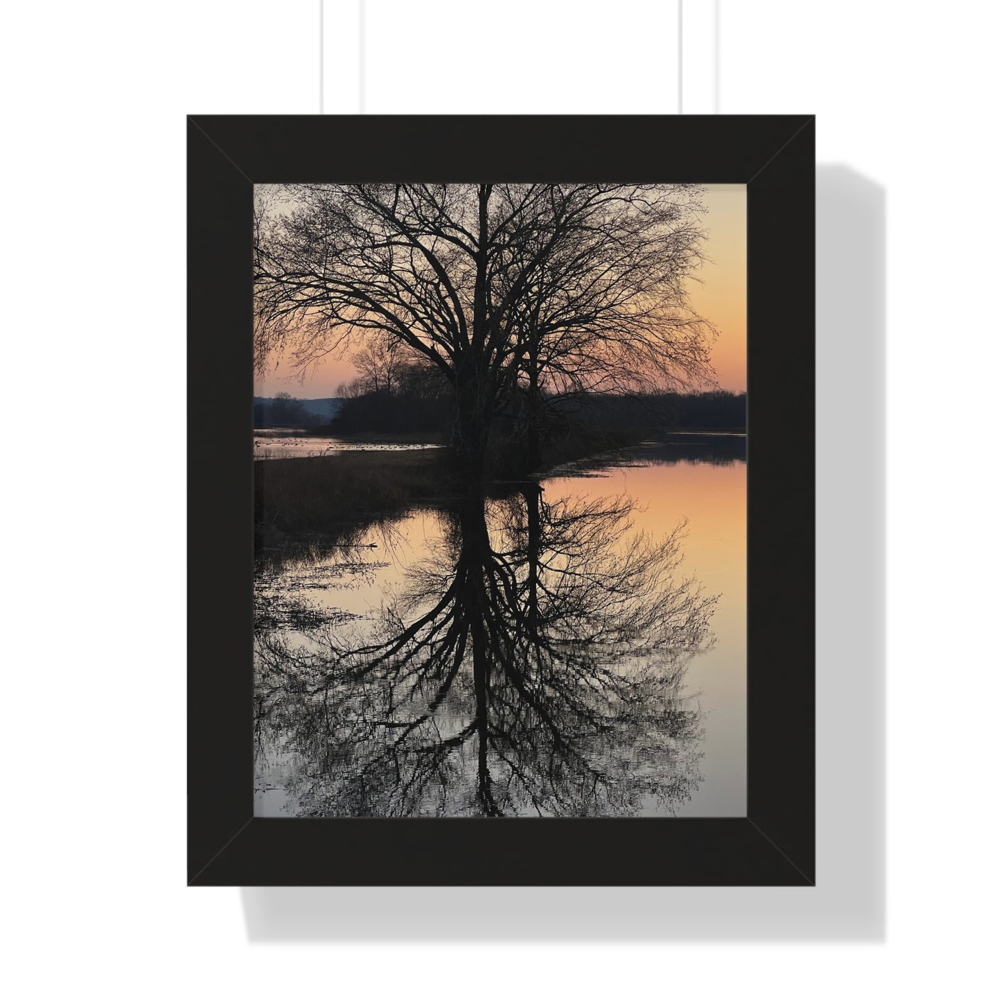 “Reflection At Sunset” Framed Vertical Poster