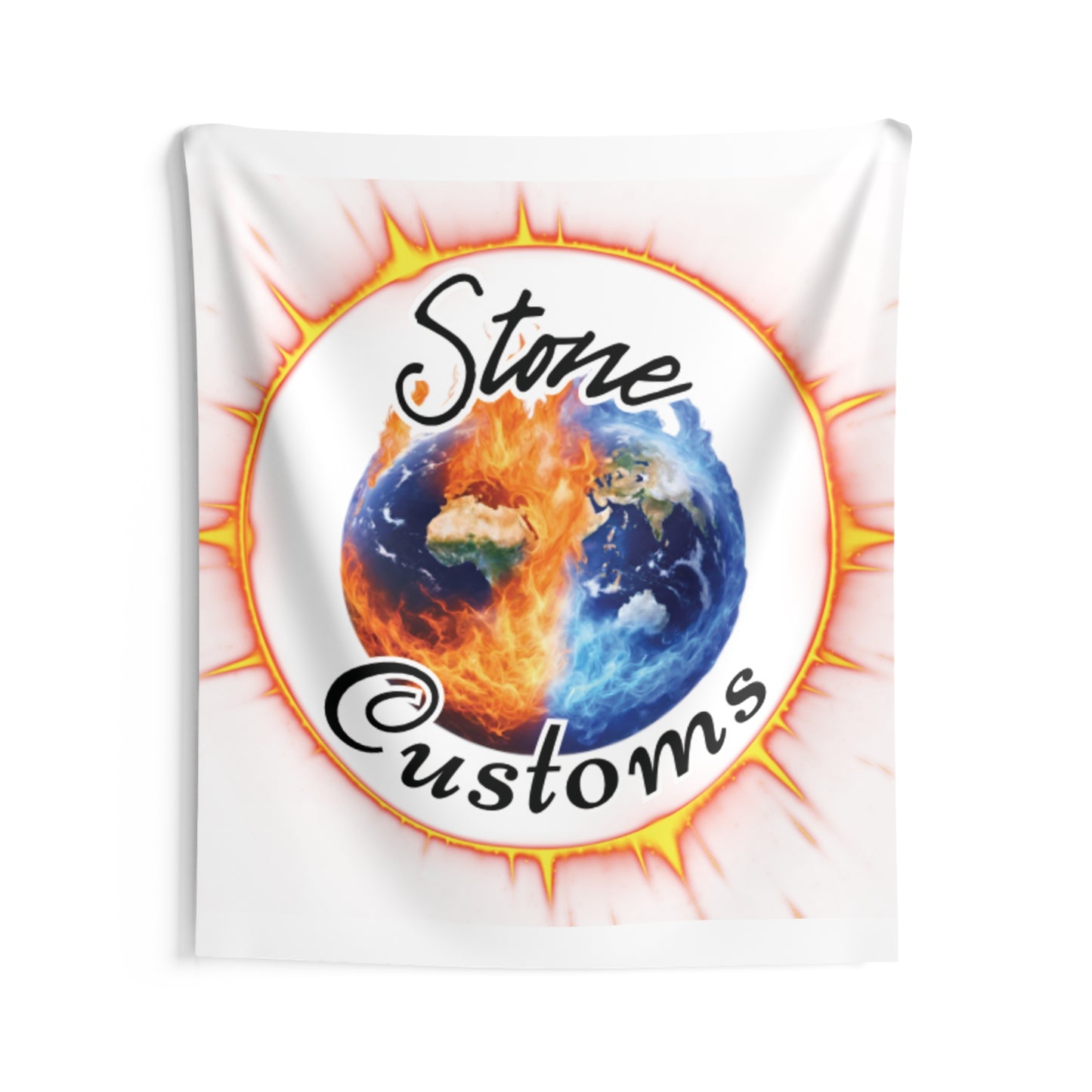 "Stone Customs" White Indoor Wall Tapestries