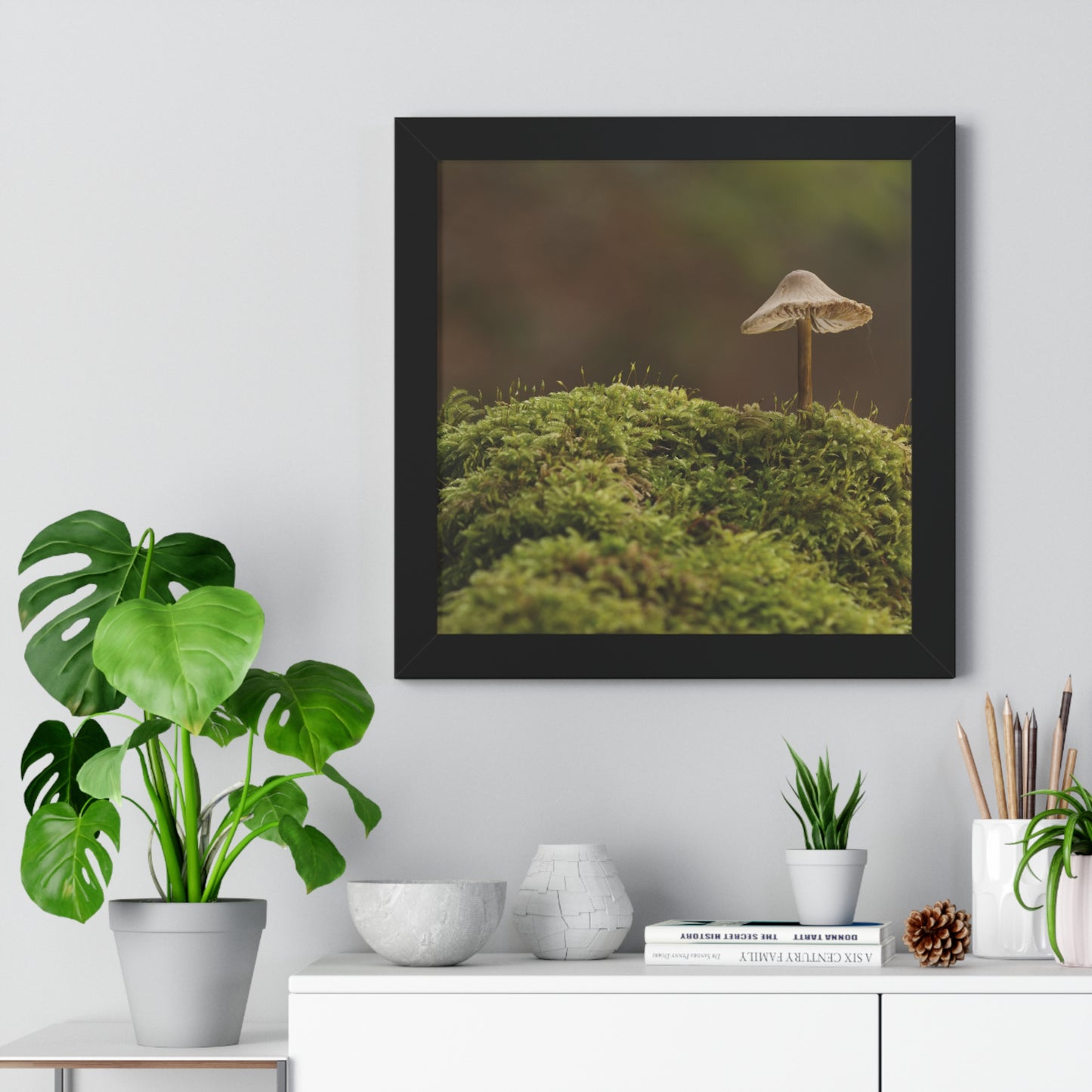 "Mushroom on Mossy Mound" Framed Horizontal Poster