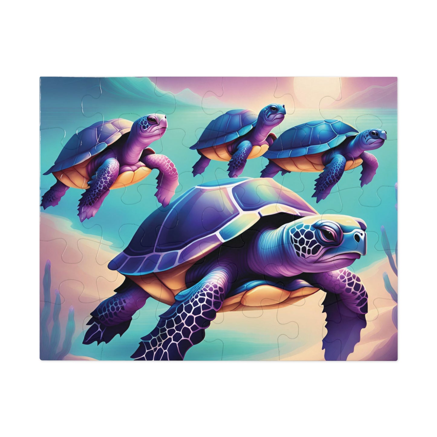 "4 Purple Turtles" Jigsaw Puzzle (30, 110, 252, 500,1000-Piece)