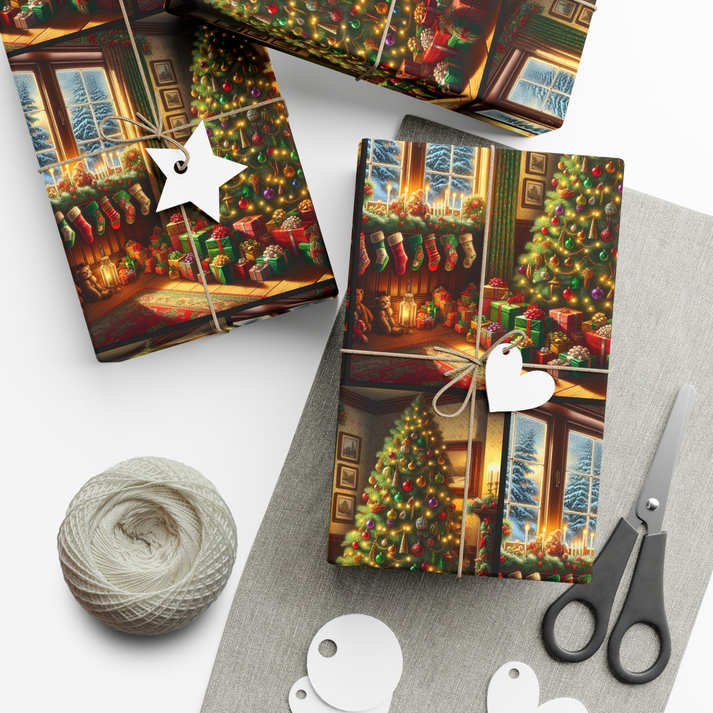 "Christmas Tree & Stockings" Gift Wrap Papers