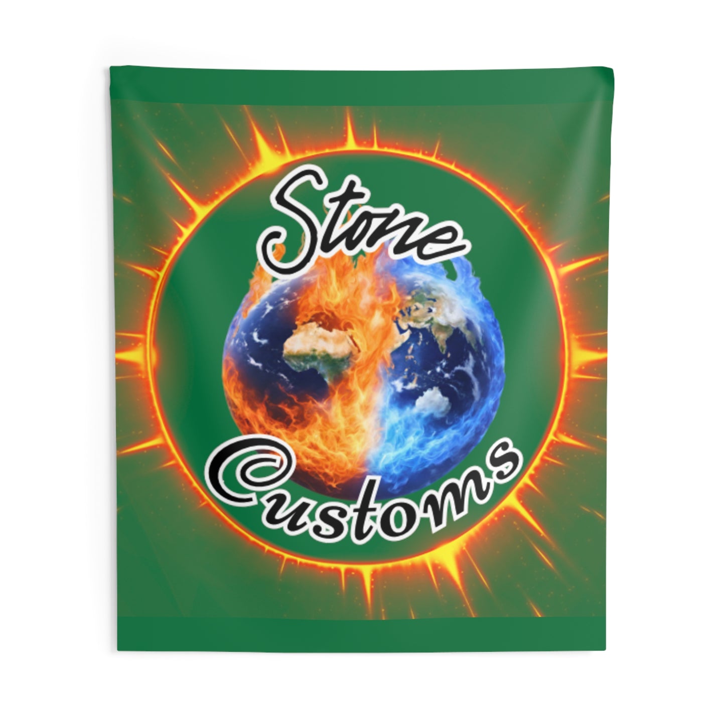 "Stone Customs" Dark Green Indoor Wall Tapestries