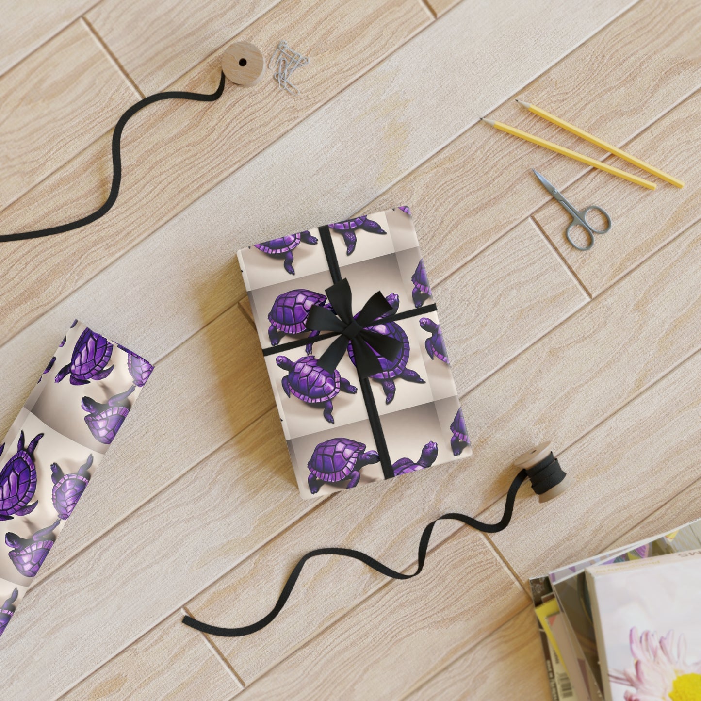 "Purple Turtles" Gift Wrapping Paper Rolls, 1pc