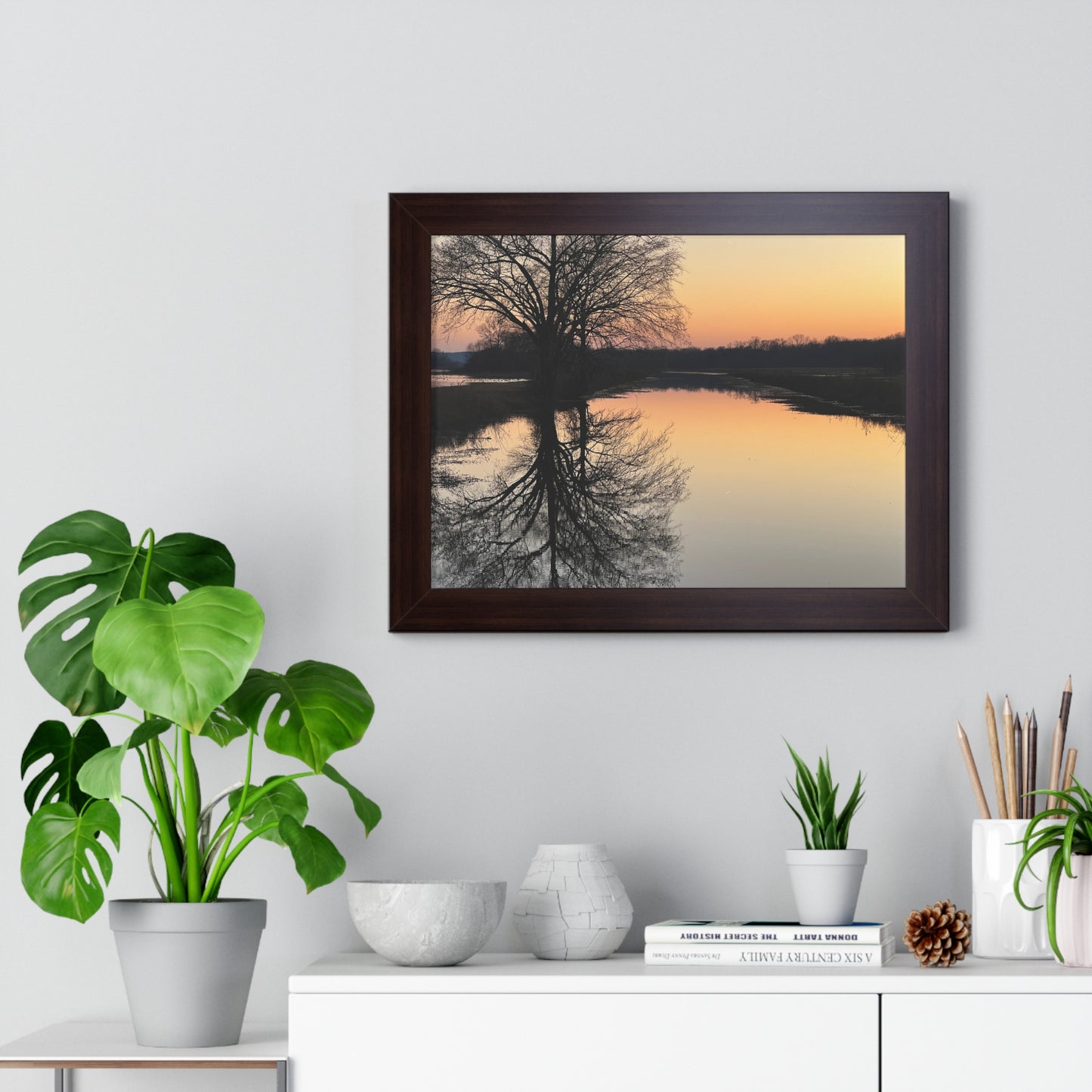 “Reflection At Sunset” Framed Horizontal Poster