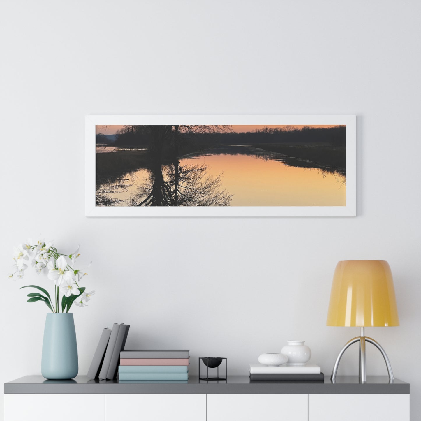 “Reflection At Sunset” Framed Horizontal Poster