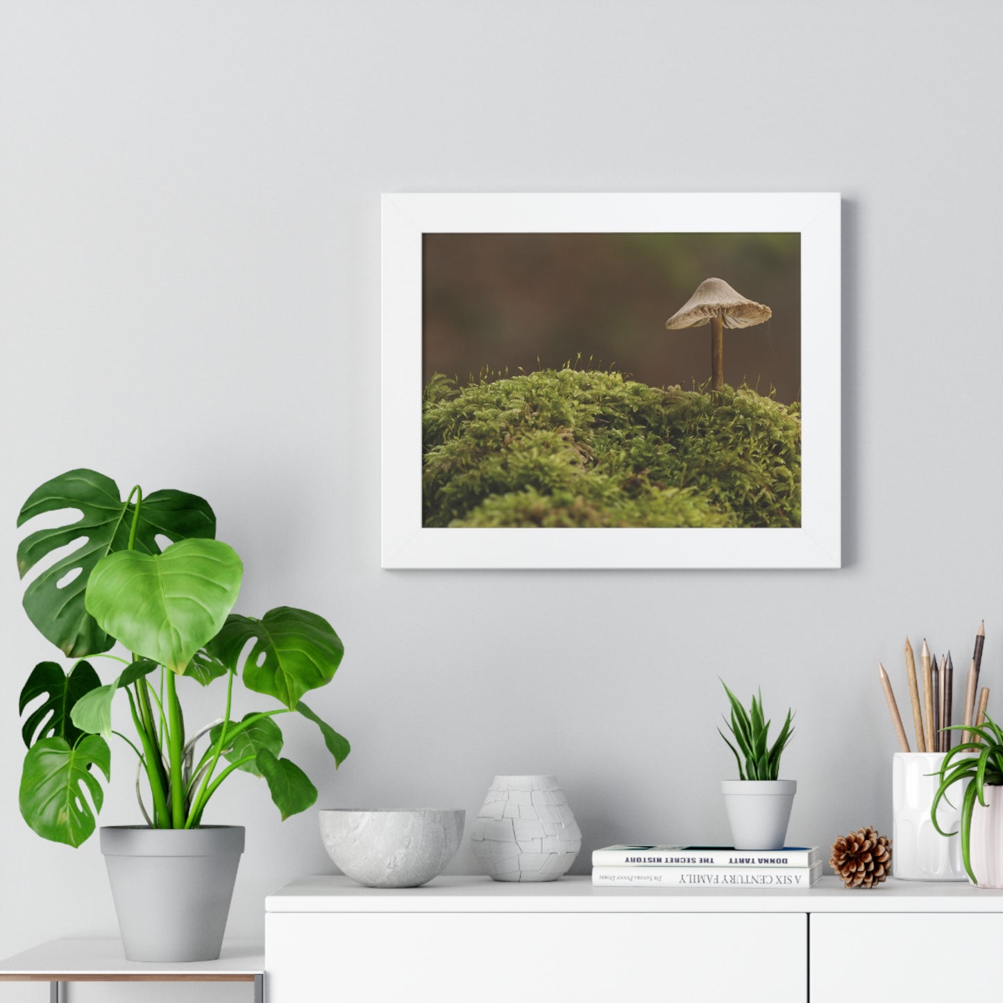 "Mushroom on Mossy Mound" Framed Horizontal Poster