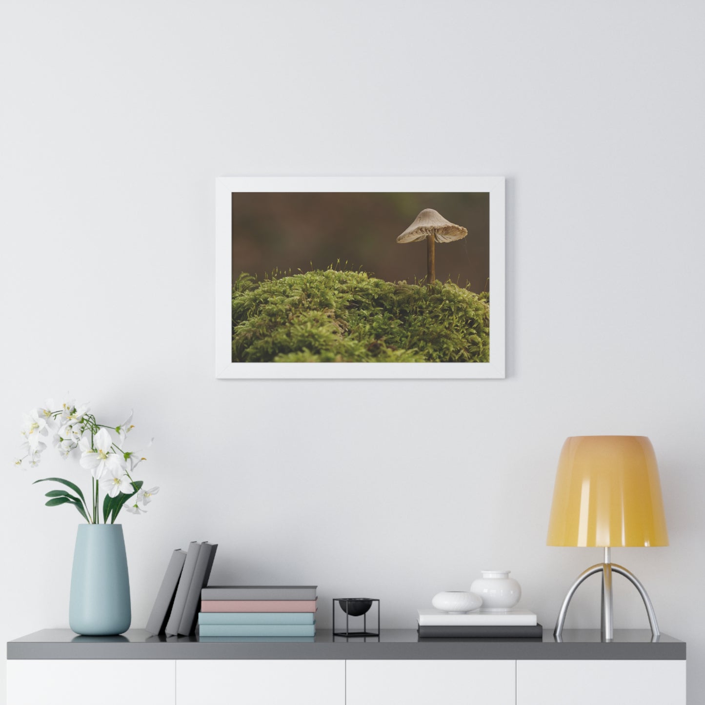 "Mushroom on Mossy Mound" Framed Horizontal Poster