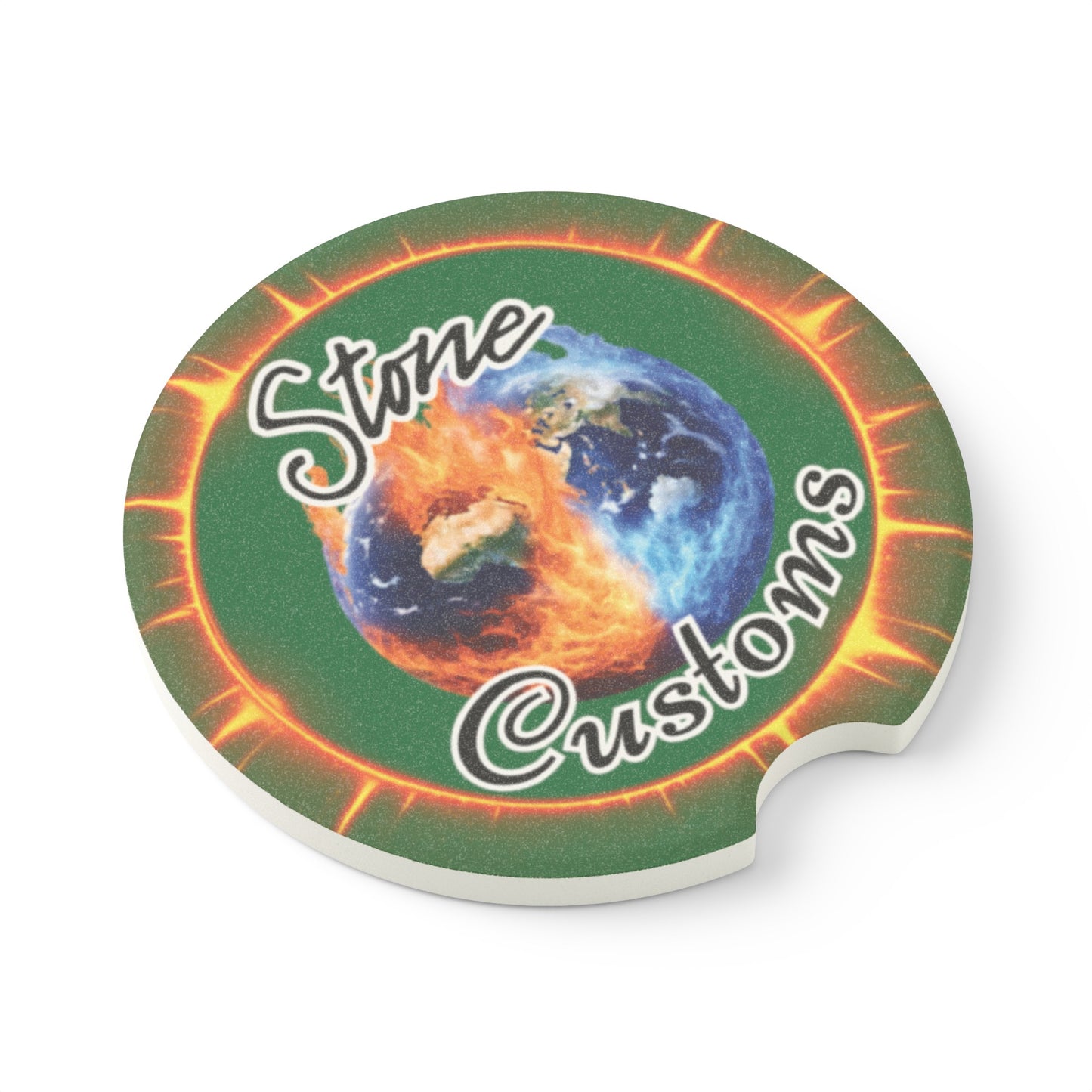 "Stone Customs" Soapstone Car Coaster (Dark Green)