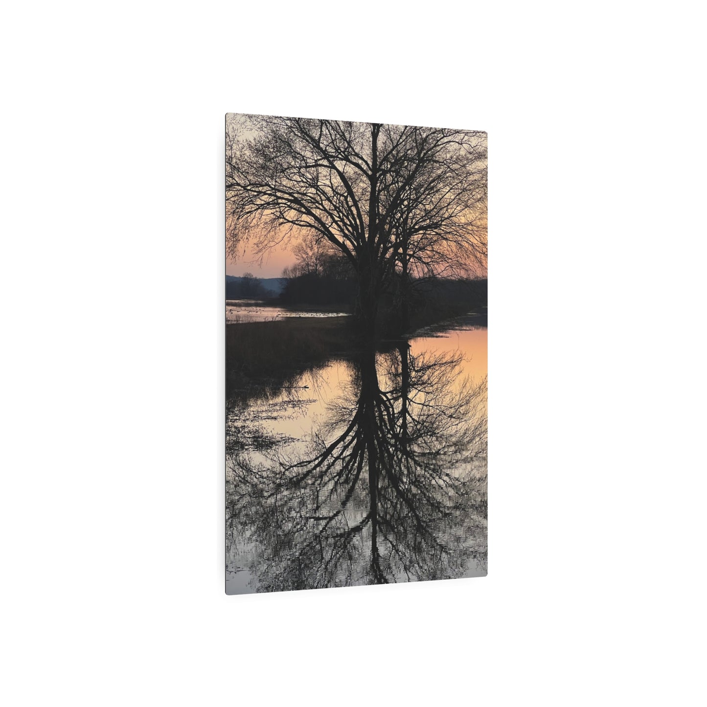 “Reflection At Sunset” Vertical Metal Art Sign