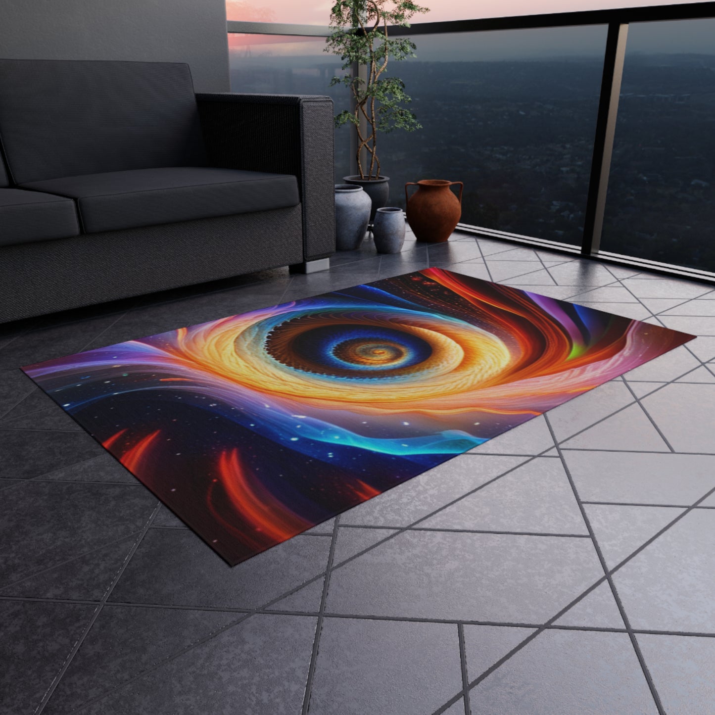 "Cosmic Spiral" Outdoor Rug