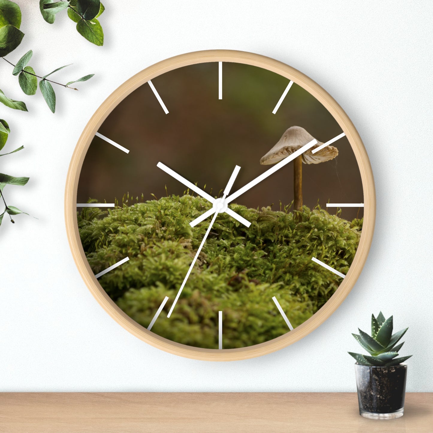 "Mushroom on Mossy Mound" Wall Clock