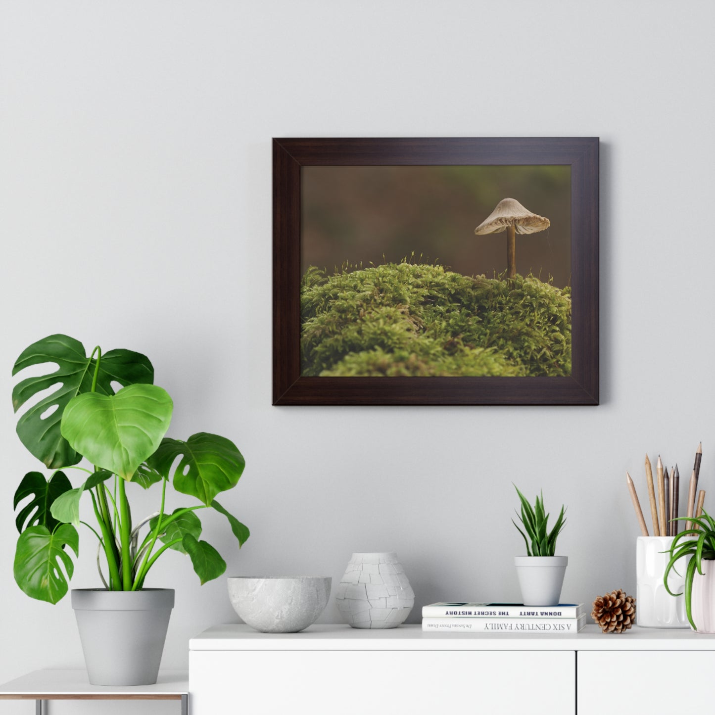 "Mushroom on Mossy Mound" Framed Horizontal Poster