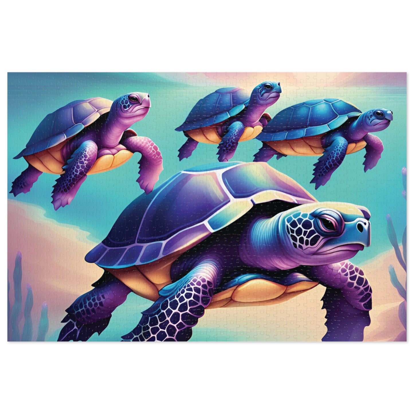 "4 Purple Turtles" Jigsaw Puzzle (30, 110, 252, 500,1000-Piece)