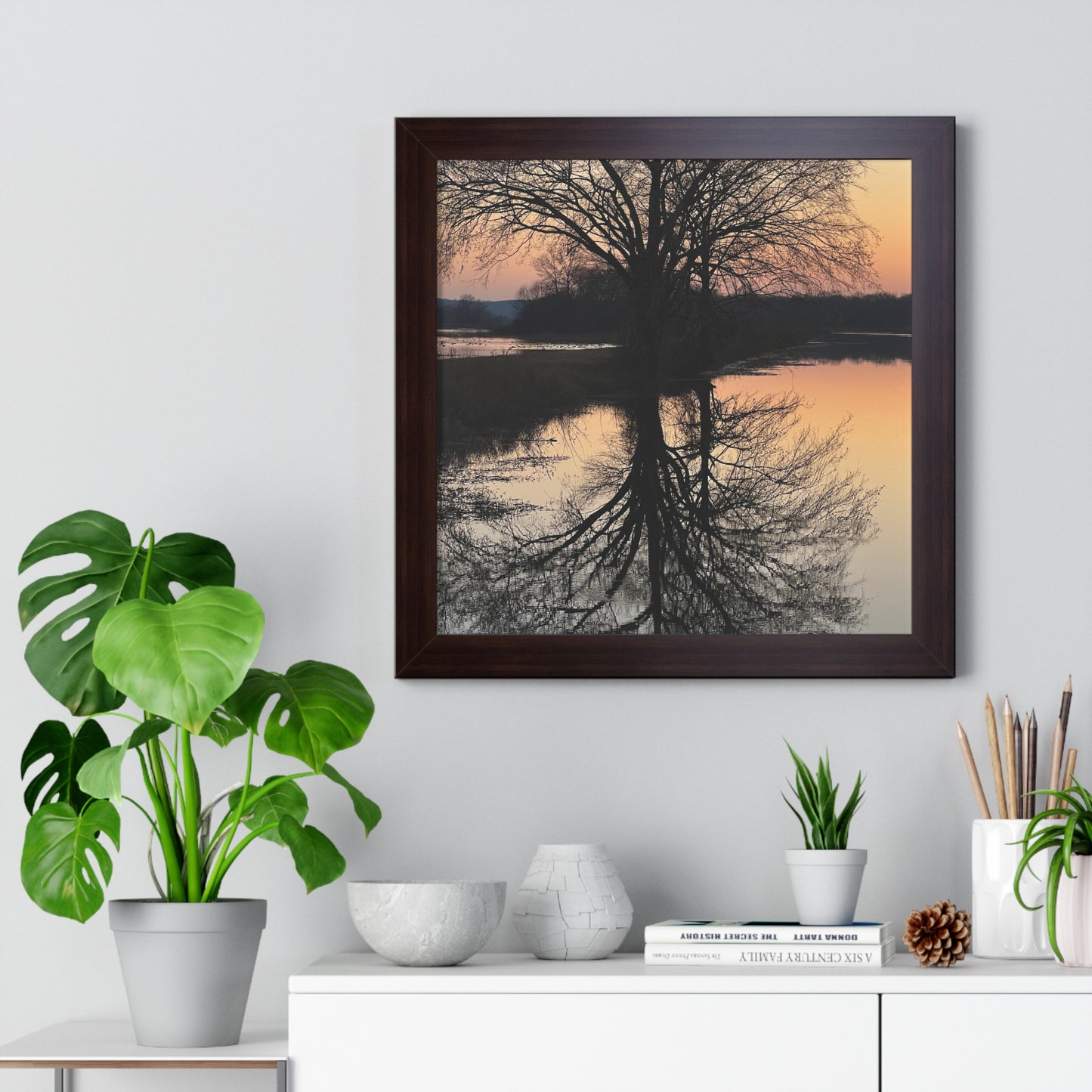 “Reflection At Sunset” Framed Vertical Poster