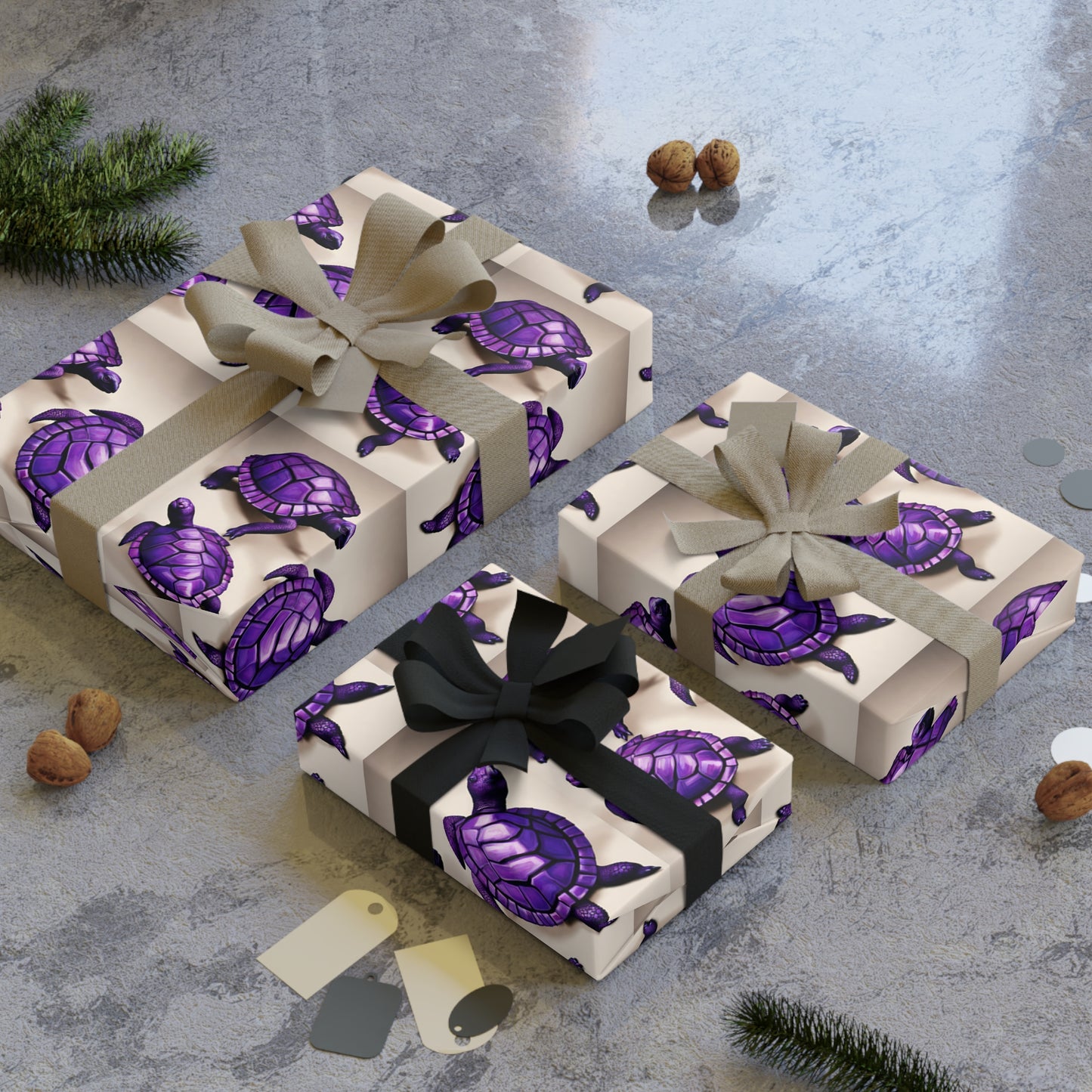 "Purple Turtles" Gift Wrapping Paper Rolls, 1pc