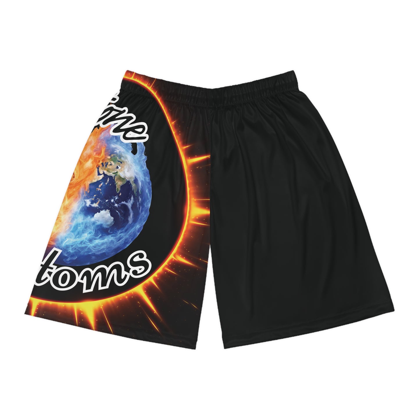 "Stone Customs" Right Leg Black Basketball Shorts (AOP)