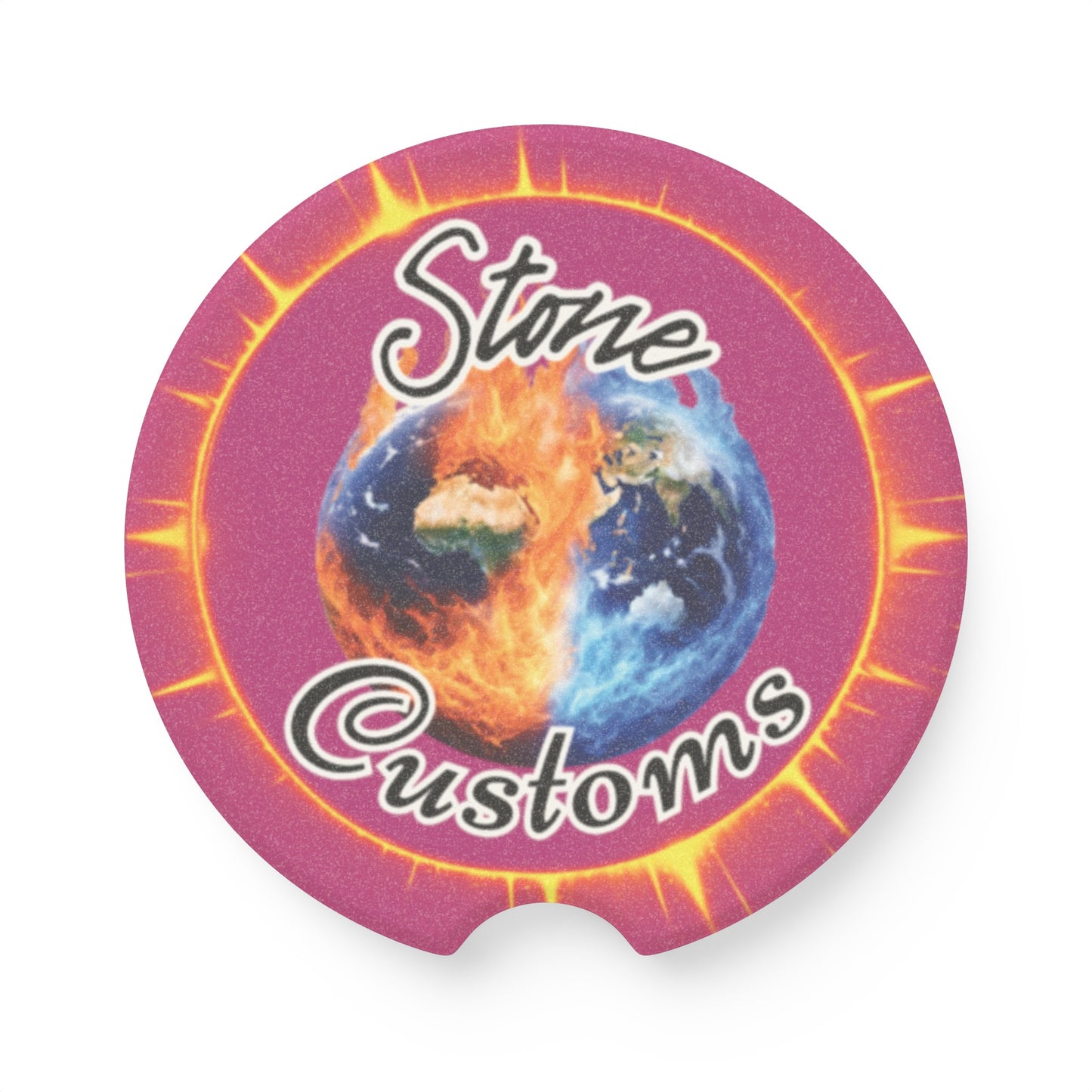 "Stone Customs" Soapstone Car Coaster (Dark Pink)