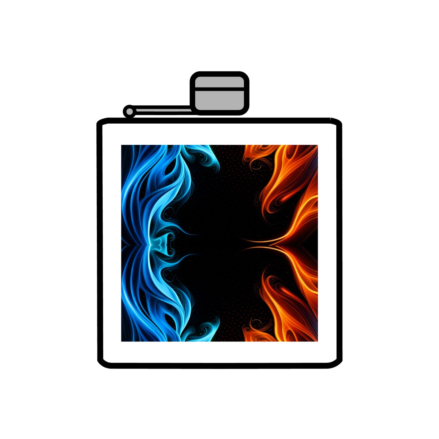 "Dancing Flames" Stainless Steel Flask, 6oz