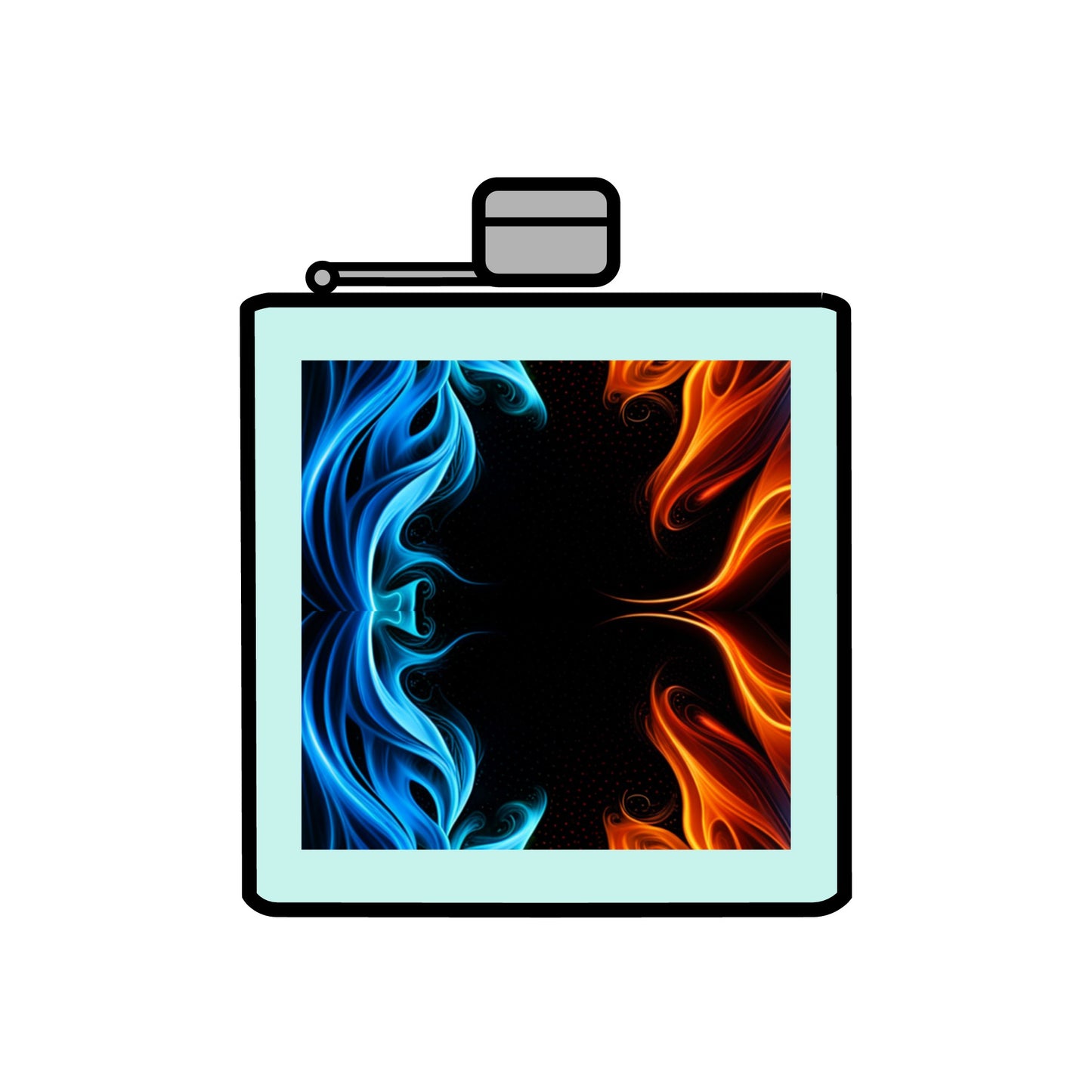 "Dancing Flames" Stainless Steel Flask, 6oz