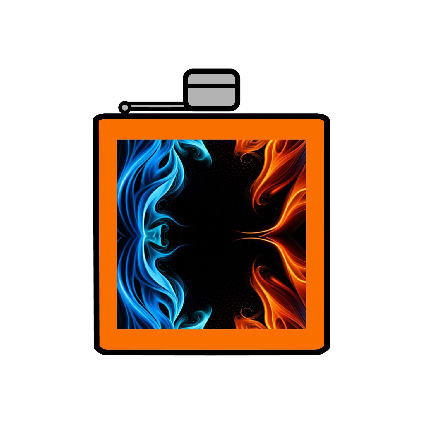 "Dancing Flames" Stainless Steel Flask, 6oz