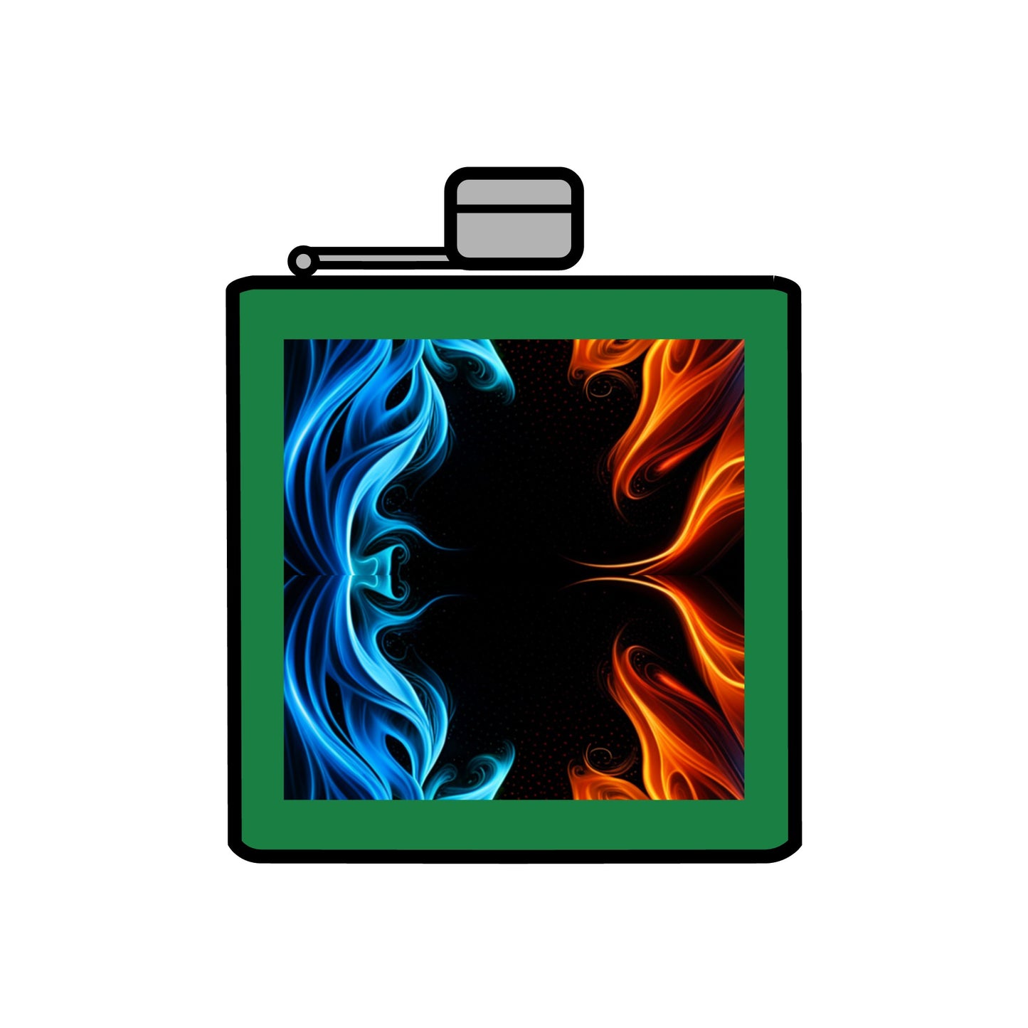 "Dancing Flames" Stainless Steel Flask, 6oz