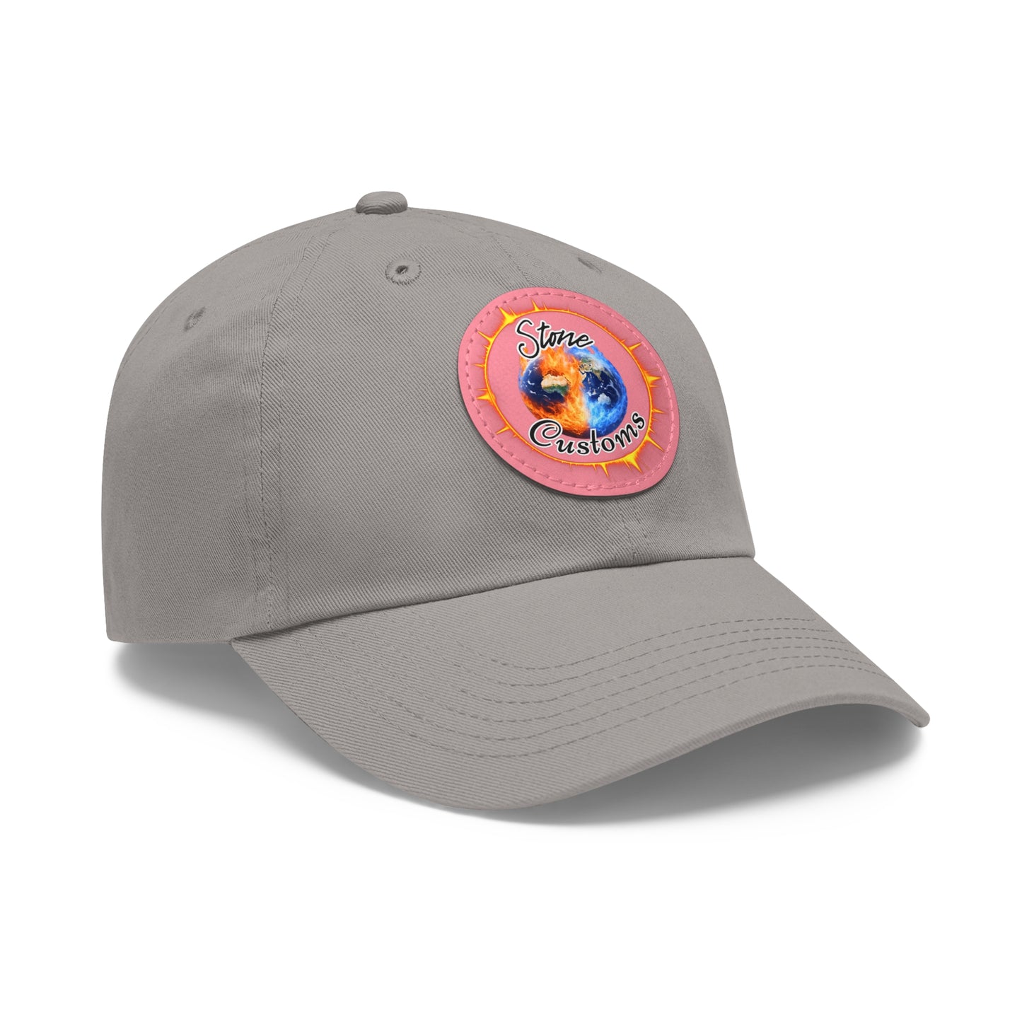 "Stone Customs" Dad Hat with Leather Patch (Round)