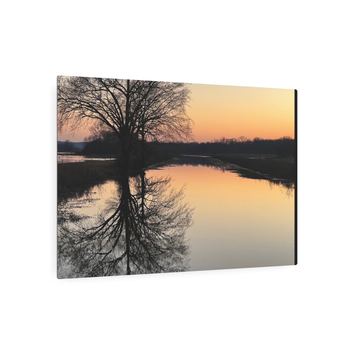 “Reflection At Sunset” Horizontal Metal Art Sign