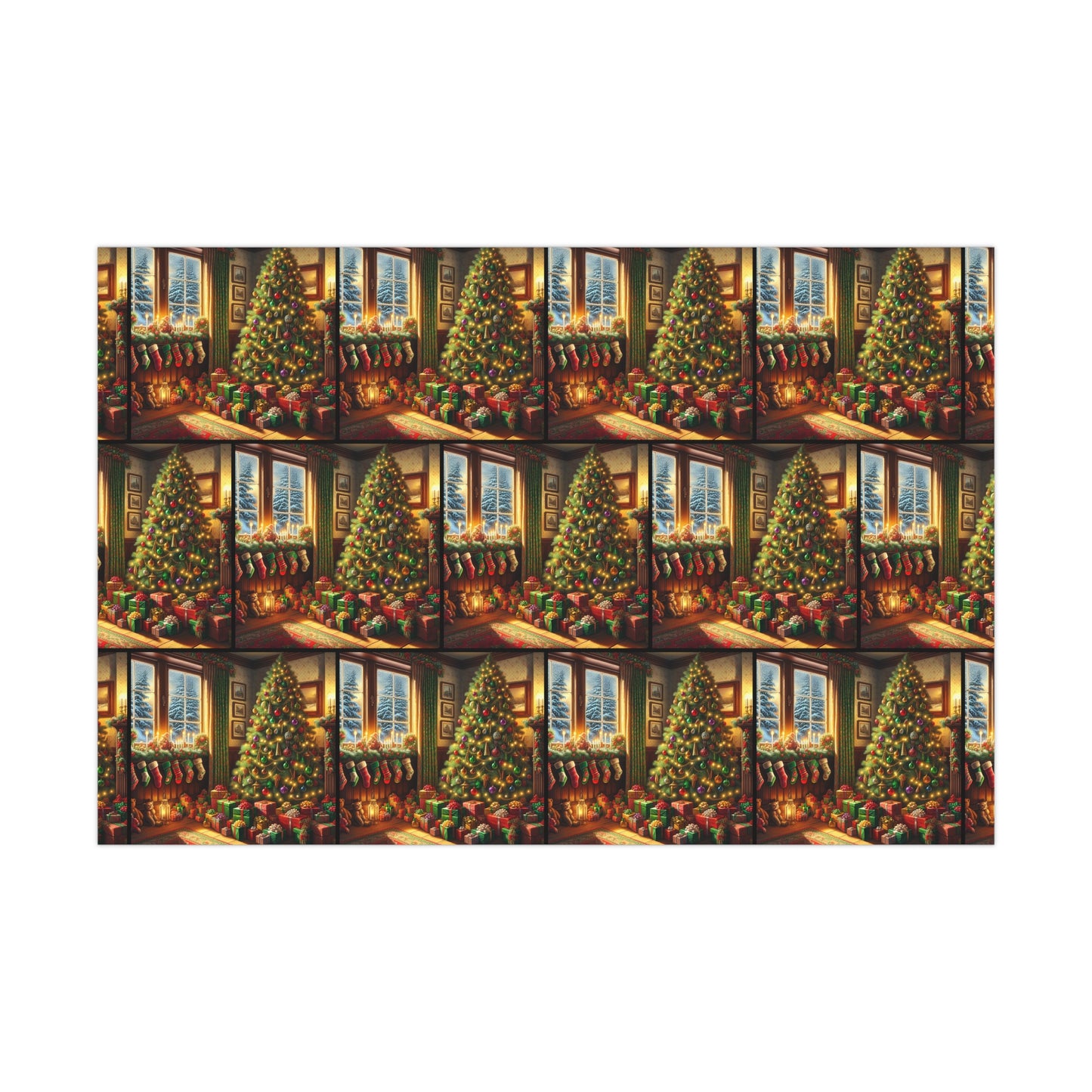 "Christmas Tree & Stockings" Gift Wrap Papers