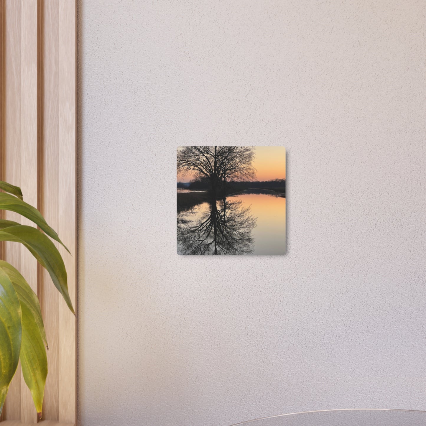 “Reflection At Sunset” Square Metal Art Sign