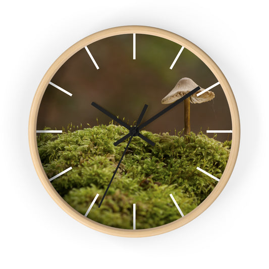 "Mushroom on Mossy Mound" Wall Clock