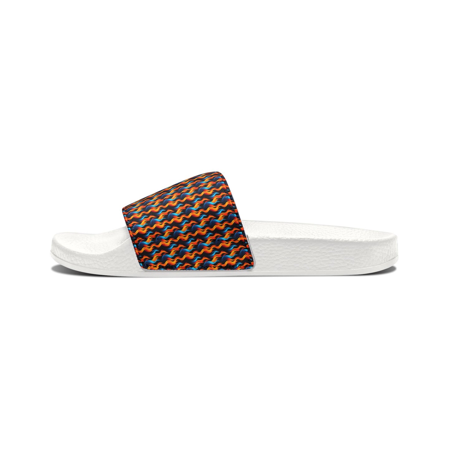 "Dancing Flames" White Men's PU Slide Sandals