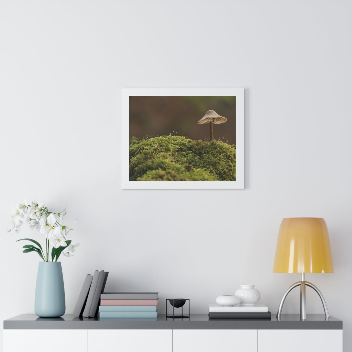 "Mushroom on Mossy Mound" Framed Horizontal Poster