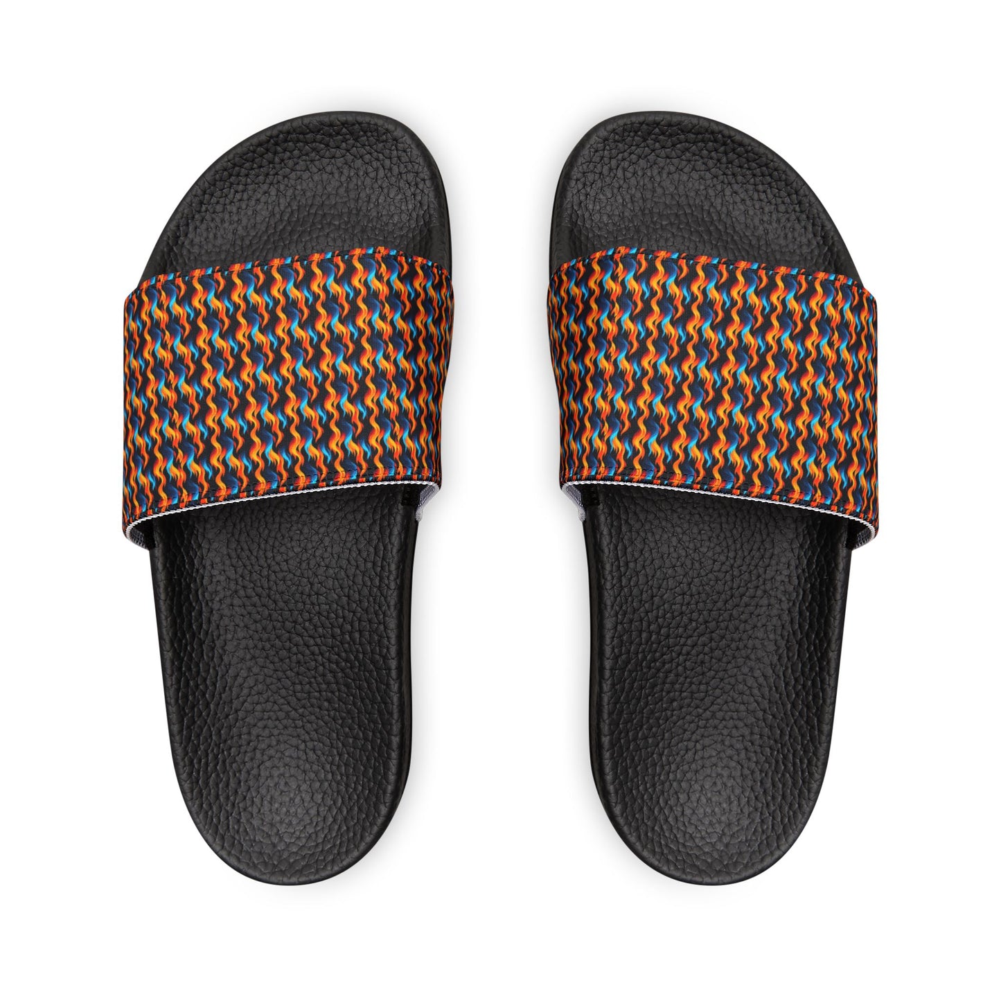 "Dancing Flames" Black Men's PU Slide Sandals