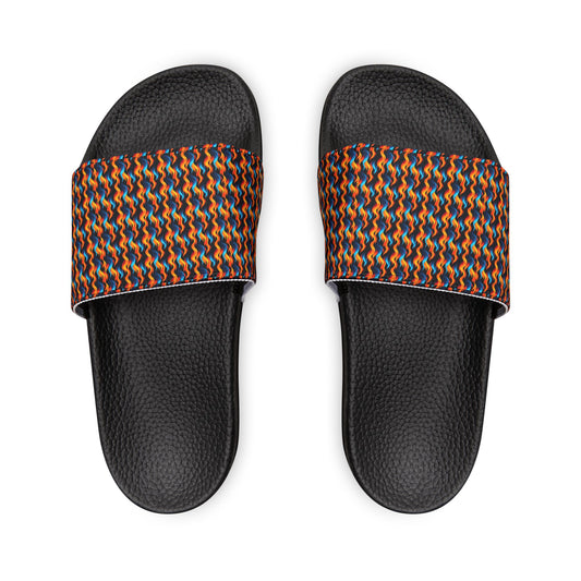 "Dancing Flames" Black Men's PU Slide Sandals