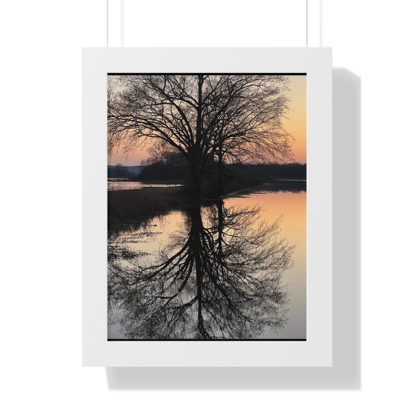 “Reflection At Sunset” Framed Vertical Poster