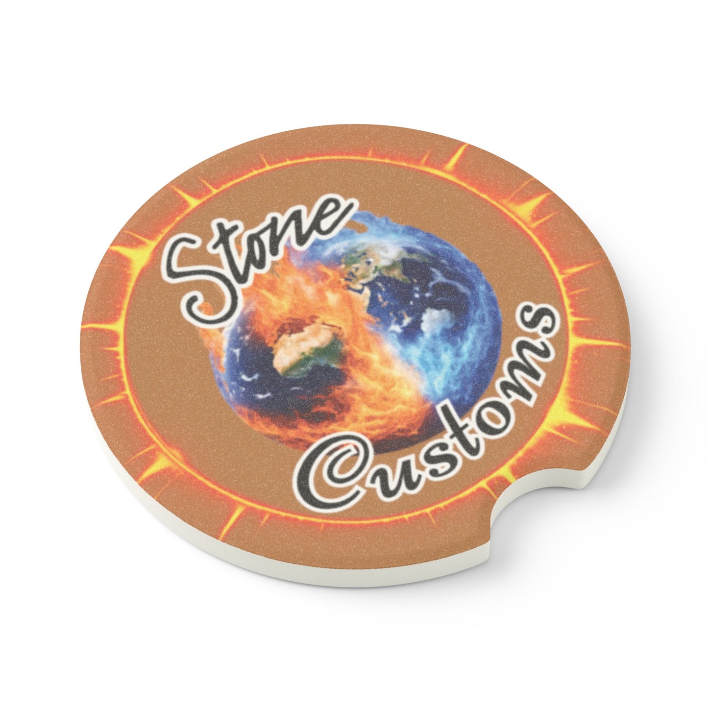 "Stone Customs" Soapstone Car Coaster (Light Brown)