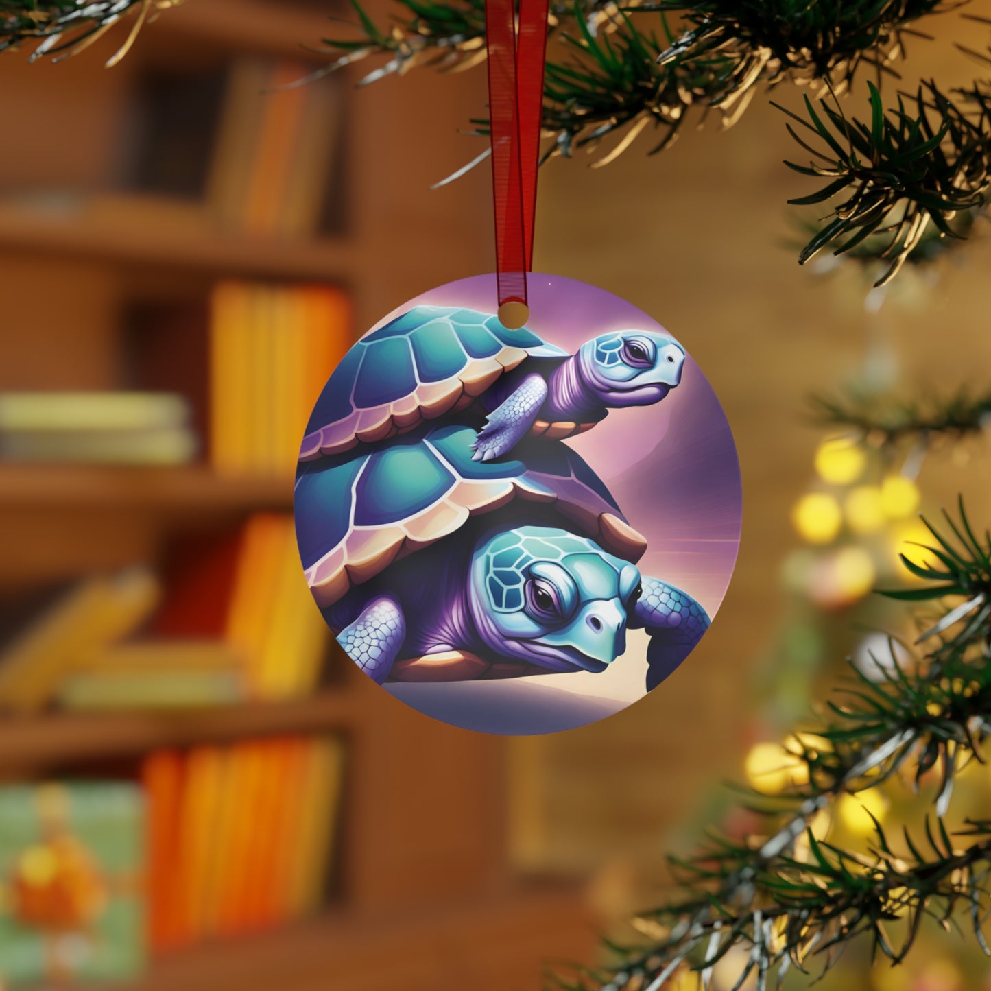 "Purple Turtles" Metal Ornaments