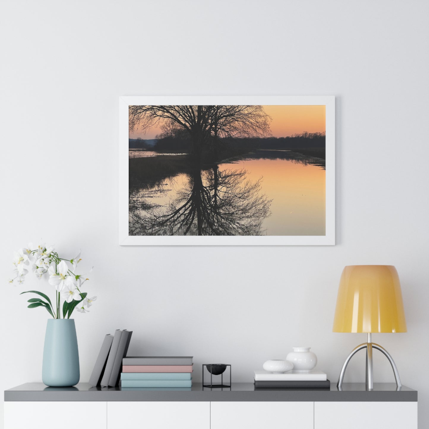 “Reflection At Sunset” Framed Poster