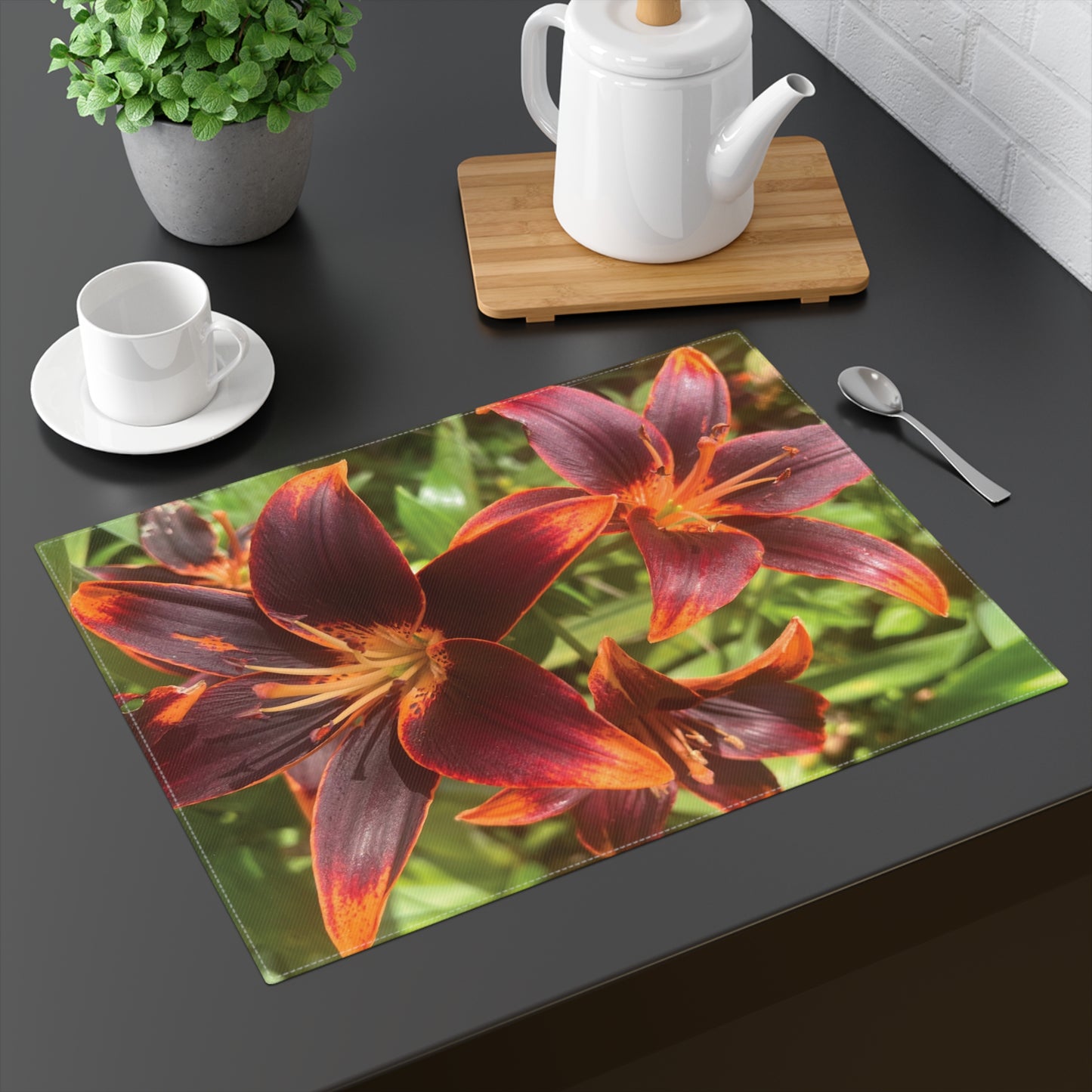 "Purple and Orange Flowers" Placemat, 1pc