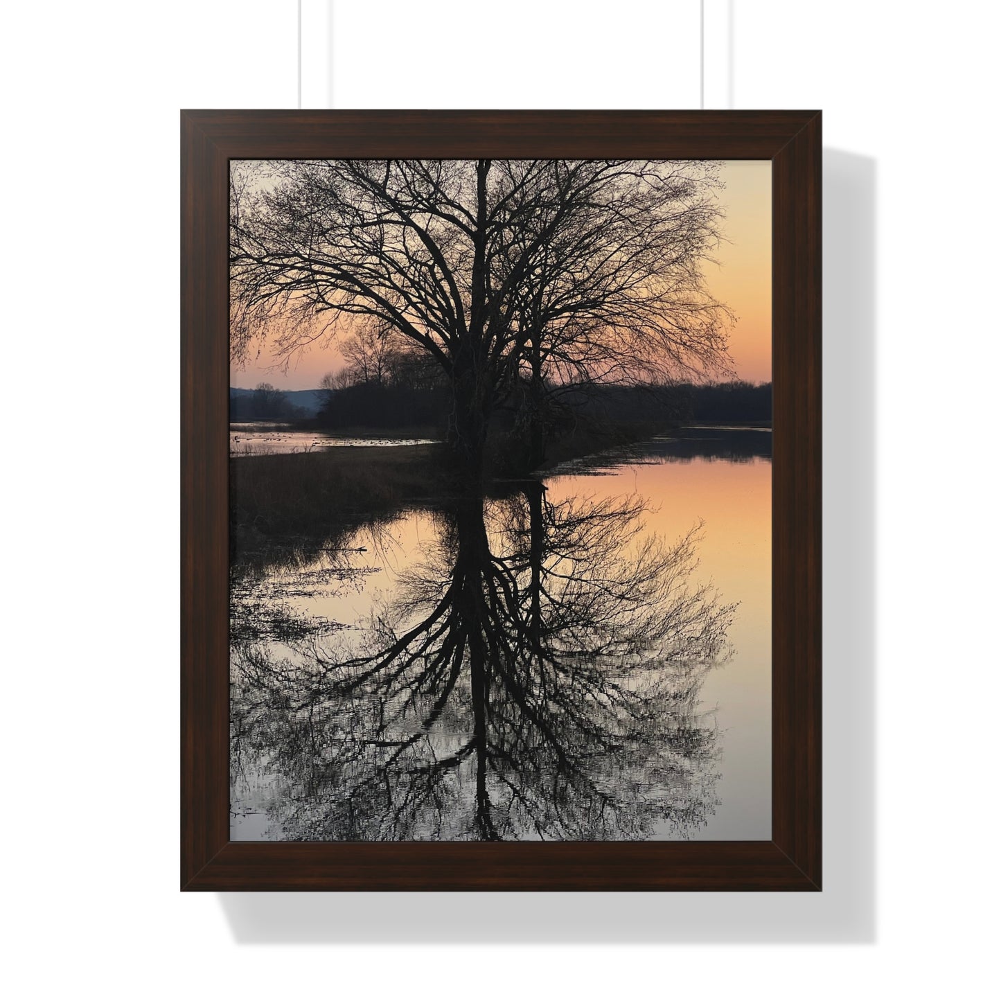 “Reflection At Sunset” Framed Vertical Poster