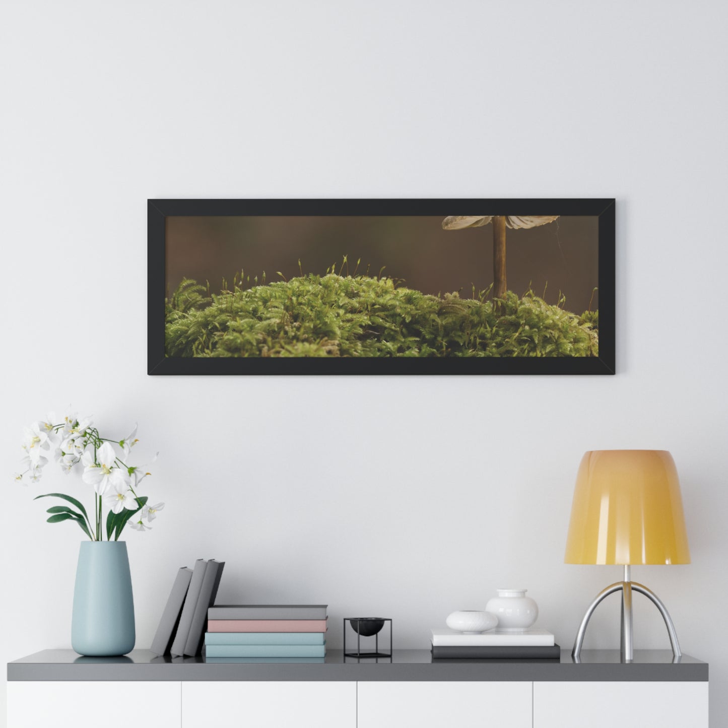 "Mushroom on Mossy Mound" Framed Horizontal Poster