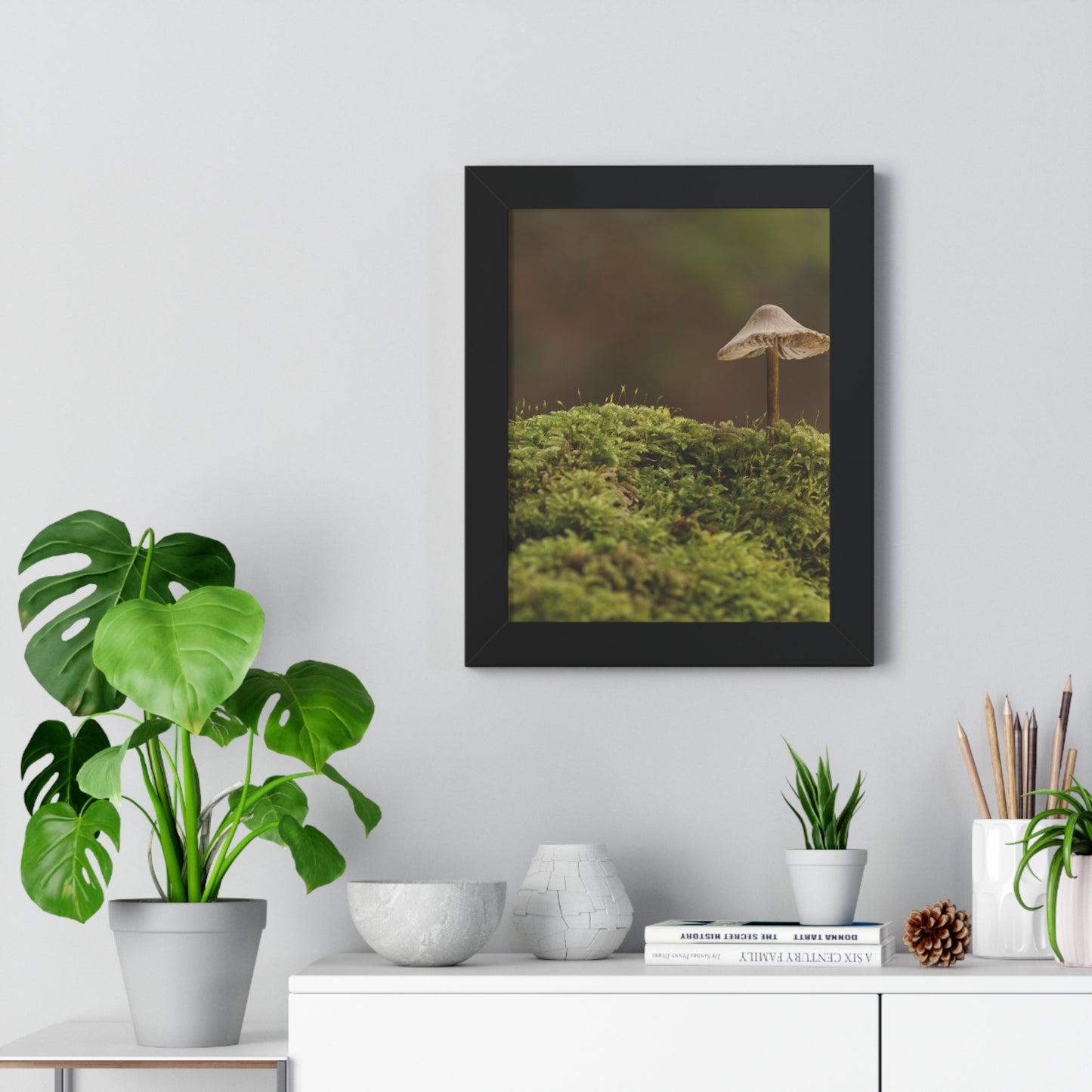 "Mushroom on Mossy Mound" Framed Vertical Poster