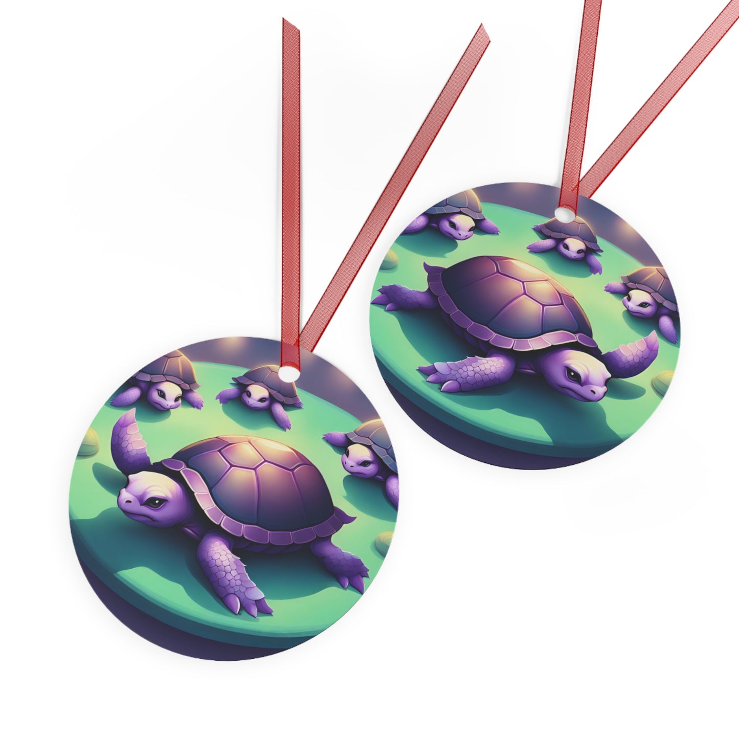 "Purple Turtles" Metal Ornaments