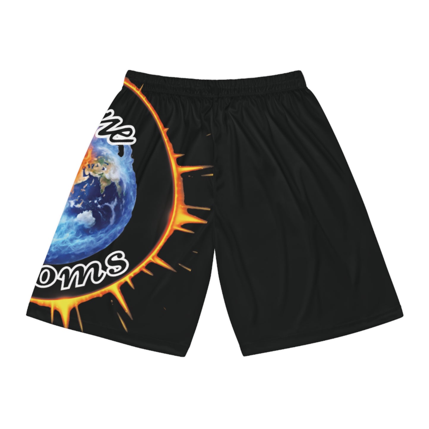 "Stone Customs" Left Leg Black Basketball Shorts (AOP)
