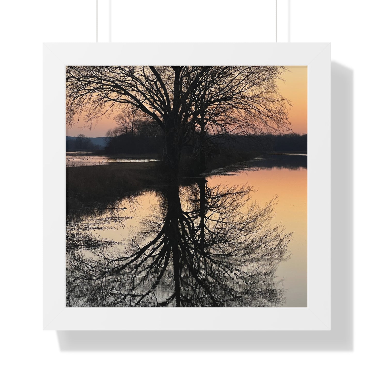 “Reflection At Sunset” Framed Vertical Poster