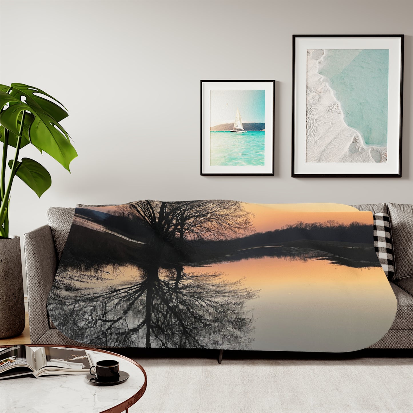 “Reflection At Sunset”  Sherpa Blanket