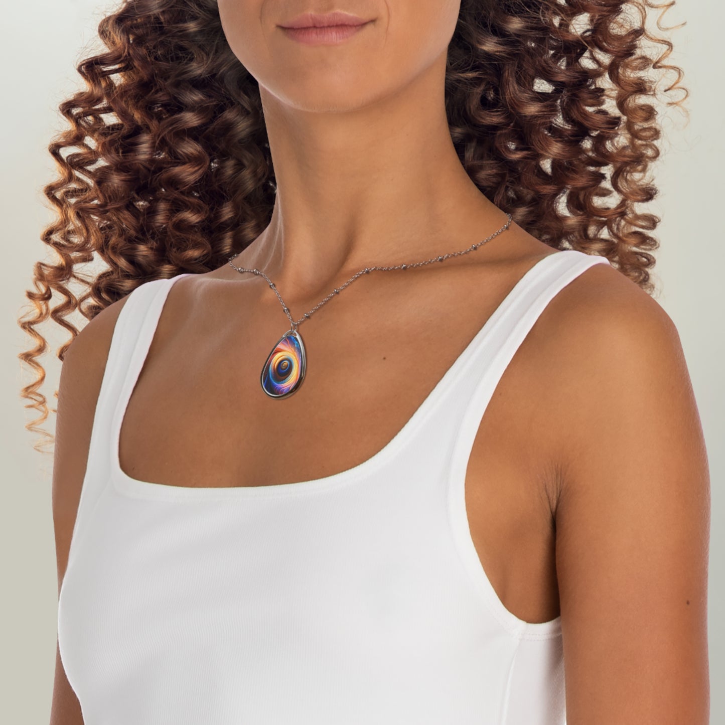 "Cosmic Spiral" Oval Necklace