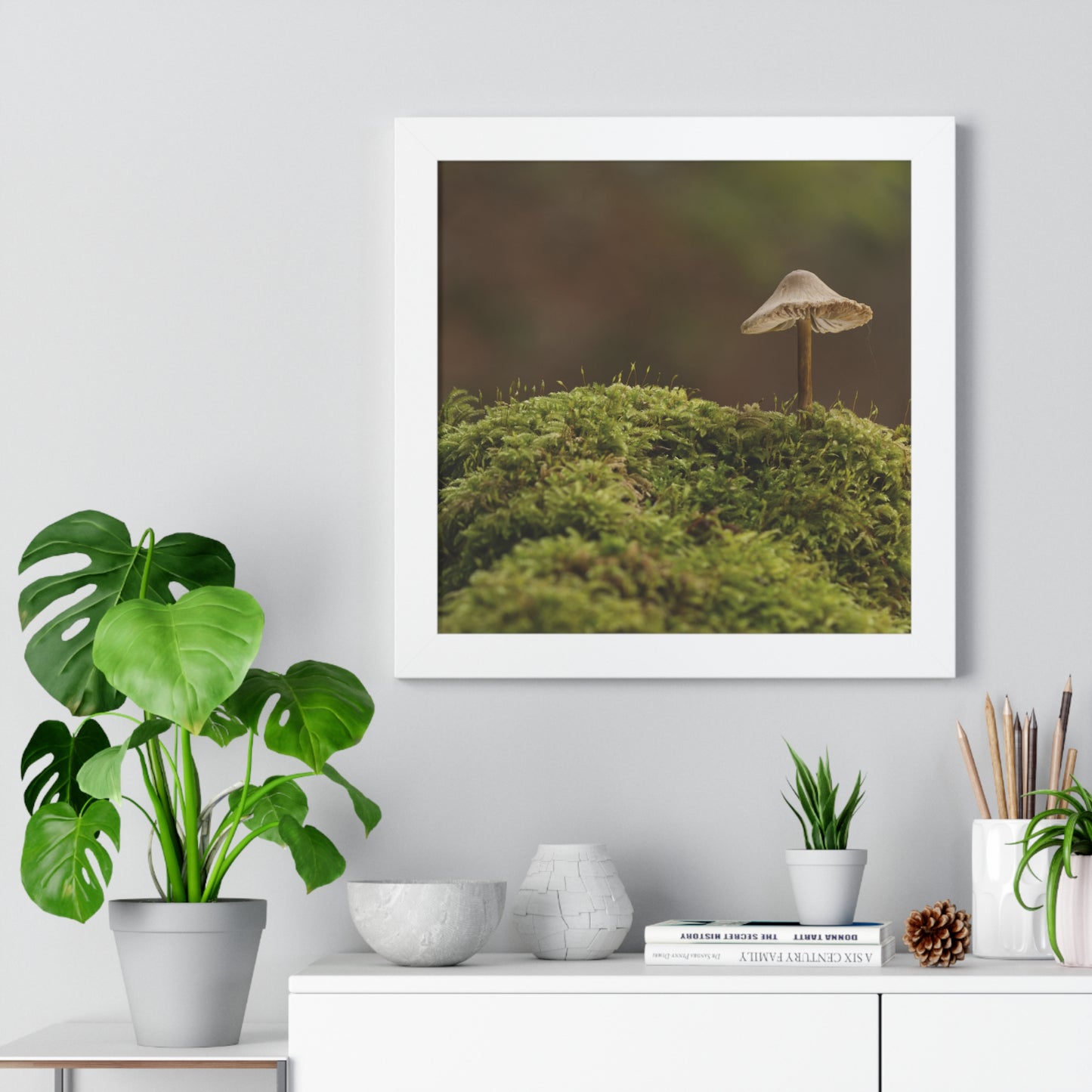 "Mushroom on Mossy Mound" Framed Horizontal Poster